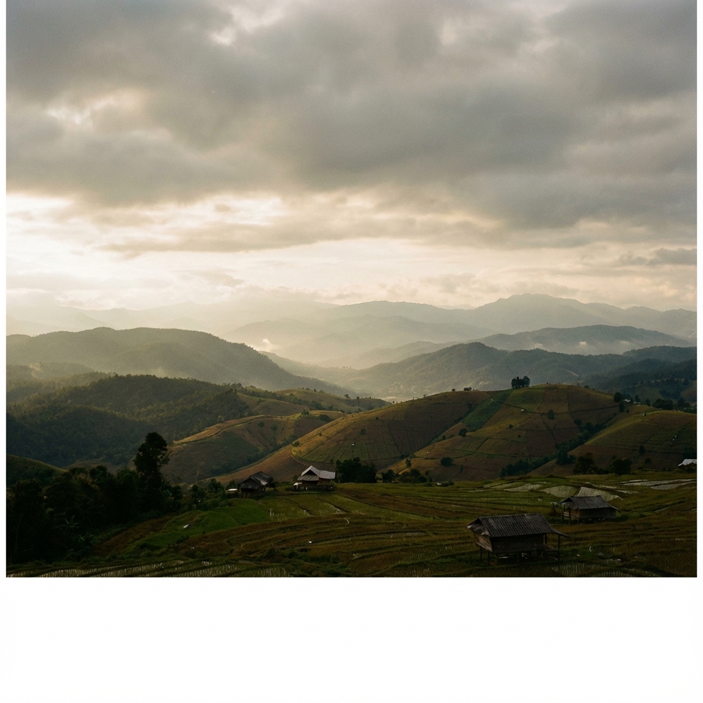 Mist over Northern Thailand mountains